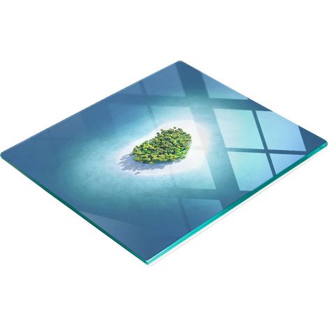 Tablero de vidrio duradero y elegante con dise帽o de isla en forma de coraz贸n, 60x52 cm.