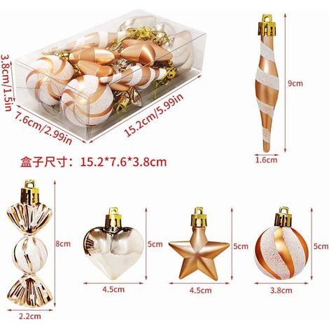 Boules De Noël - 13 Pièces Motif Bonbon Rouge Et Blanc - Cœur Étoile Spirale Rayures - Boîte Cadeau Pour Décoration Arbre De Noël Et Fêtes (1/5)