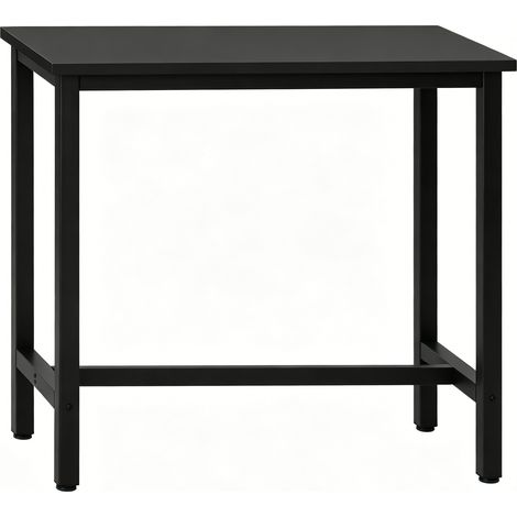 Mesa alta negra de metal y madera 40 x 100 x 100 cm (1/5)