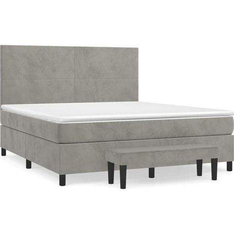Maison Exclusive - Cama box spring con colchón terciopelo gris cl