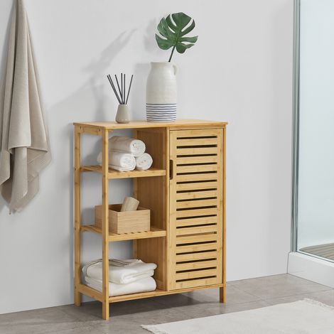 [En.Casa] – Meuble bas de salle de bain en bambou – 3 étagères – Dimensions 87x66x33 cm – Montage simple et rapide – Entretien facile (1/5)