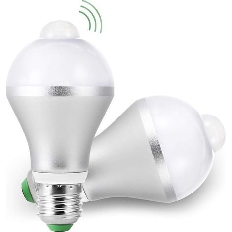Ampoules LED AIPERQ E27 avec détecteur de mouvement PIR, capteur de lumière intelligent 15 W, allumage/extinction automatique 5 700 K pour escaliers, garage, couloir, lot de 2 (1/4)