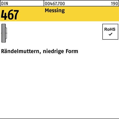 DIN 467 Rändelmuttern Messing M 10 Ms S 10 Stk (1/2)