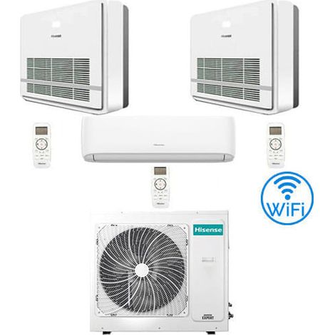 Hisense R32 Trial Split Inverter Hi Comfort Wifi Klimaanlage plus Konsole 9000 + 9000 + 12000 BTU mit E.U. 3AMW72U4RJC Klasse A++/A+