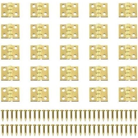 Ahlsen – Lot de 100 mini charnières en laiton 8x10mm – Pour petits projets de menuiserie – Vis incluses – Charge maximale 10kg (1/5)