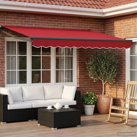 Toldo manual retráctil con LEDs Rojo y Antracita 3 x 2,5 m