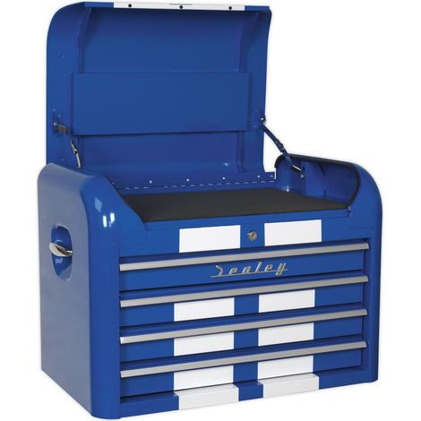 Sealey Topchest 4 Drawer Retro Style - Blue with White Stripes AP28104BWS