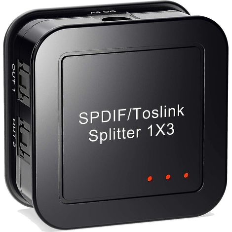 Répartiteur audio numérique à fibre optique 1x3, répartiteur audio numérique Toslink SPDIF à fibre optique, 1 entrée, 3 sorties, F (1/4)
