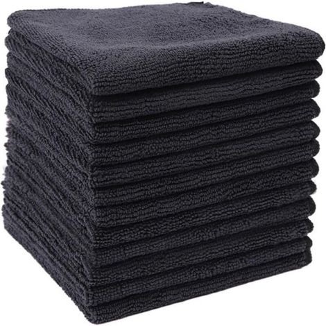 Chiffons en Fibres ultrafines Noires, Chiffon de Nettoyage ménager, Chiffon de Cuisine en Coton Polyester, Tampon à récurer( (1/4)