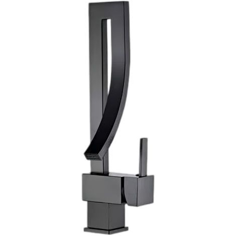 Robinet Mitigeur de Lavabo Moderne en Laiton Massif Noir - Robuste et Élégant, Commande Monocommande (1/5)