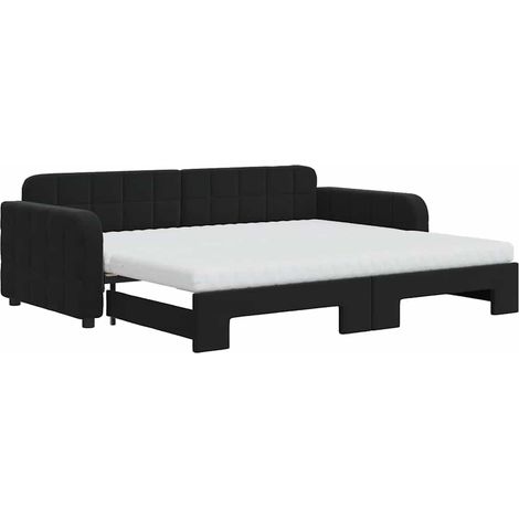 Maison Exclusive - Lit de jour avec gigogne et matelas noir 90x200 cm velours