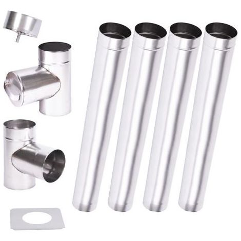 Azura Home Design – Kit conduit cheminée simple paroi 4 m Ø 100/120/130/150/160/180/200 mm – Acier résistant aux acides – Soudage plasma – Compatible chauffage bois