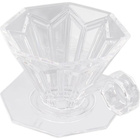 Kaffeefilterbecher aus Kunstharz, papierlos, wiederverwendbar, achteckig, Filterkegel mit Griff für Kaffeemaschinen, transparent (1/5)