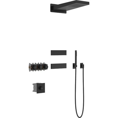 Mexen Fall juego de ducha empotrado, negro - 7602-04-70 (1/2)