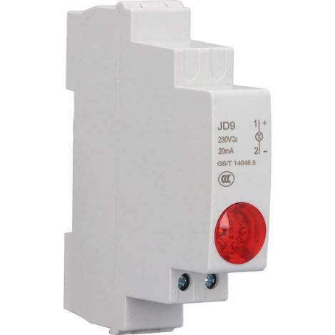 Indicateur LED sur Rail DIN, Matériau PC, Lampe D'indication de Signal de Circuit, Voyants électriques Industriels pour Boîte de Distribution (rouge) (1/5)