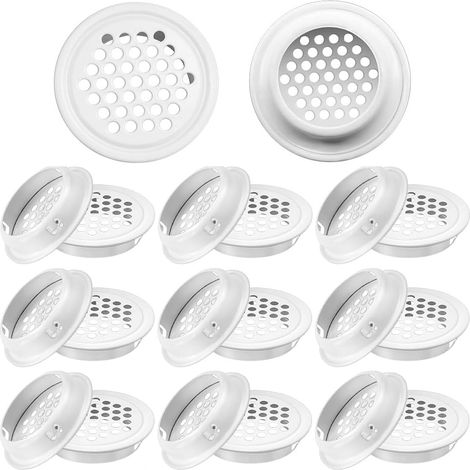 20 Pièces Grille de Ventilation, Grille d'Aération Ronde 35mm, Grille de Ventilation Inox Grille Aeration Ronde Blanc Grille d'Aération Trou pour Armoires, Penderies, Armoires à Chaussures (1/5)