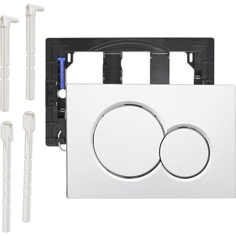 Plaque de commande à double chasse compatible avec la plaque de commande Geberit 115.770.JQ.5  pour réservoirs encastrés, installations 2x6 et 2x4 (chrome mat)