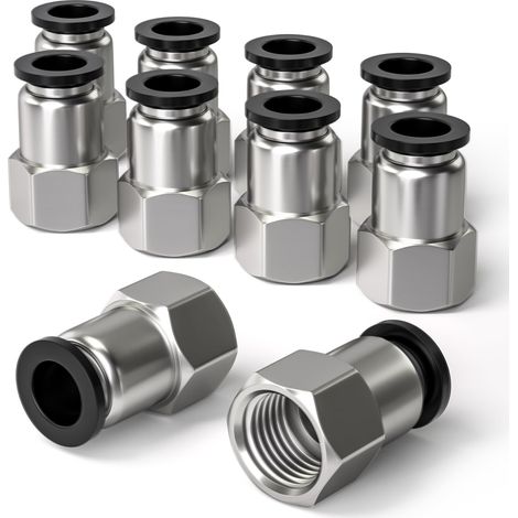 20 pezzi manicotto in cartone da 6 mm di diametro esterno x raccordo pneumatico passante femmina BSP da 1/4", adattatore per linea aria a sgancio rapido PCF6-02 (1/5)