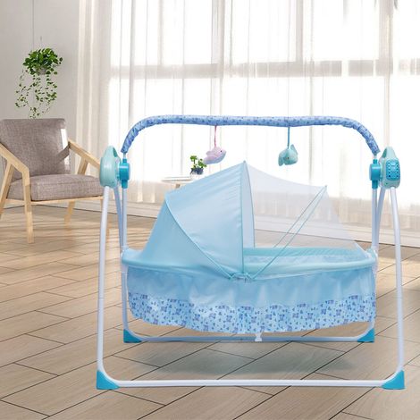 Elektrische Babywiege - Automatische Schaukel - Mit MP3-Musikwiedergabefunktion - Elektrische Babywiege für Babys von 0 bis 18 Monaten (blau) (1/5)