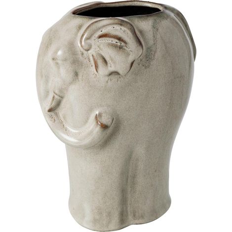 Cache-Pot Éléphant en Porcelaine "Maren" 20cm Gris Vert (1/4)