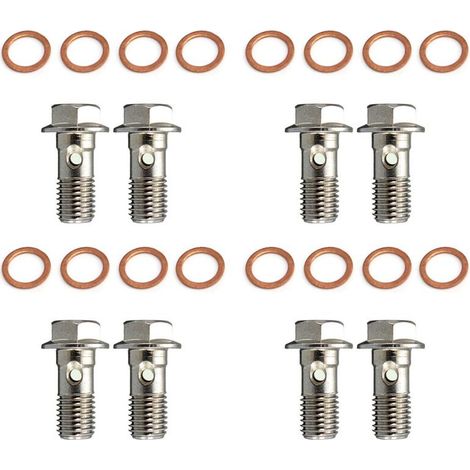 Adatto per 8 bulloni in acciaio inox M10 x 1,25 per motocicletta, per pompa freno, tubi freno, pinze e frizioni idrauliche.