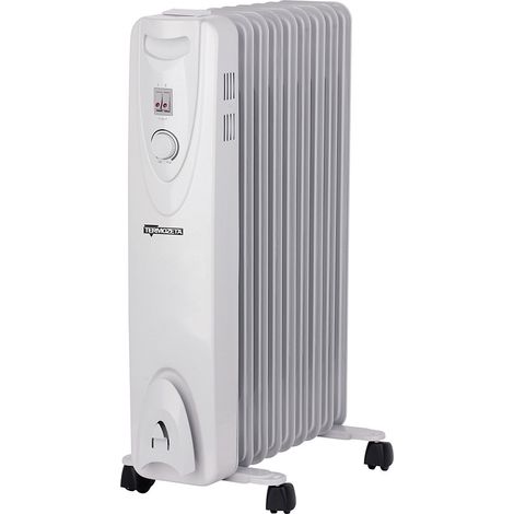 Termozeta TZR21 Radiatore ad Olio 9 Elementi 3 Potenze 800W 1200W 2000W Termostato Regolabile colore Grigio (1/2)