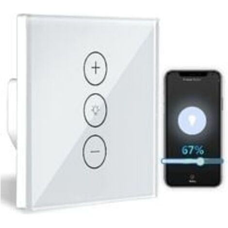 Interrupteur variateur, variateur de lumière WiFi à Fonction de pourcentage avec Fonction de synchronisation, contrôle de l'application vocale WLAN variateur d'éclairage encastré (1/5)