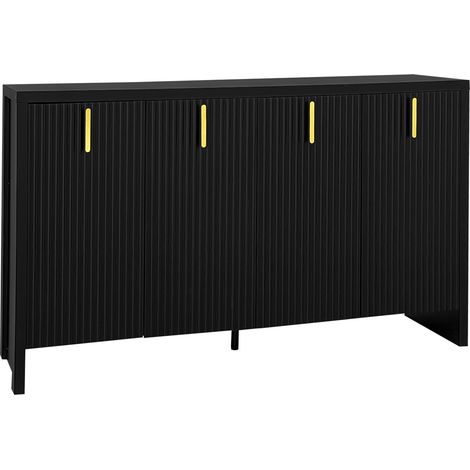 ELVMI Buffet et enfilade avec 4 Portes et Étagères Réglables pour Salon en Panneaux de Particules 140 × 38 × 80 cm Noir (1/4)