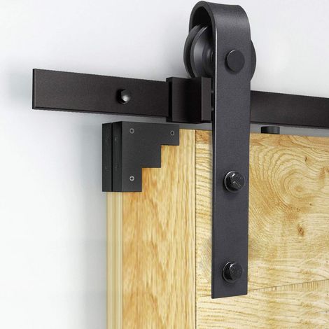 1 Kit de guidage pour porte coulissante, 244 cm, acier au carbone, pour porte bois ou métal, épaisseur 40-45 cm, charge 150 kg, usage garage (1/5)