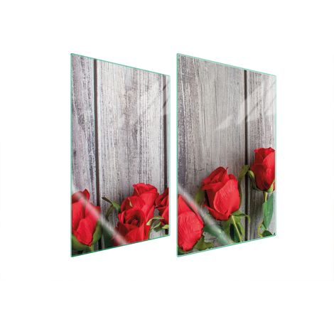 Assiette de protection en verre pour la cuisine 2x35x52 roses (1/5)