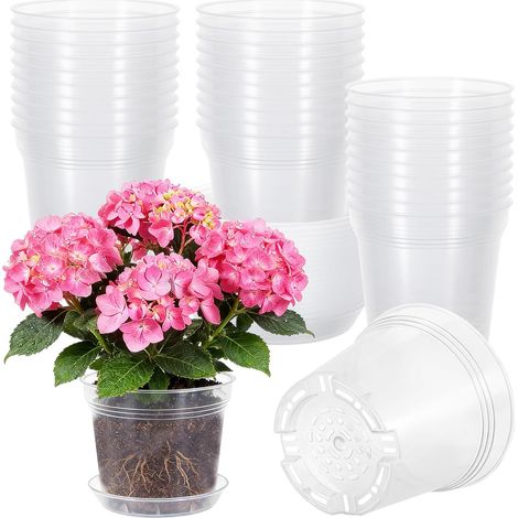 30 Pcs Pots à Orchidées Transparents, 4 in Pot de Fleurs Plastique avec Soucoupe (1/5)