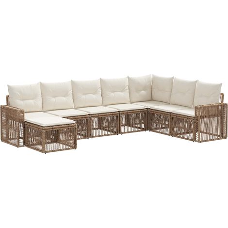 Gartensofa-set 8 pcs Beige und Cremeweiß Poly-Rattan vidaXL