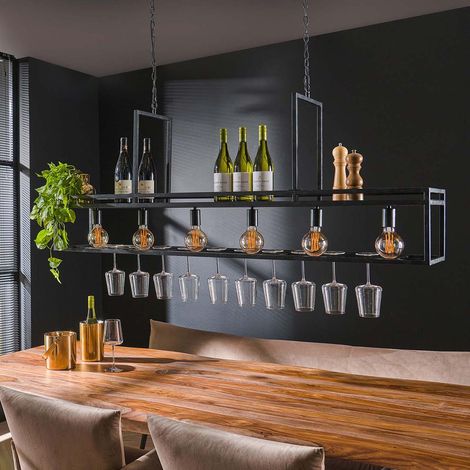 Suspension industrielle en métal anthracite 6 lampes Pratik (1/4)