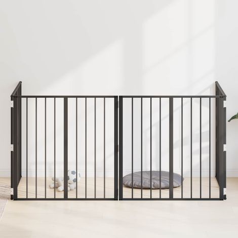 vidaXL Porte pour chien 4 pcs Noir 80 x 80 cm Acier galvanisé (1/5)