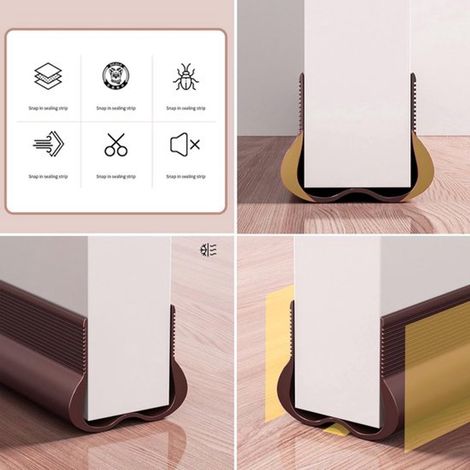 Joint d'étanchéité pour porte avec isolation phonique bande flexible anti courant d'air et protection contre la poussière couleur noire (1/4)