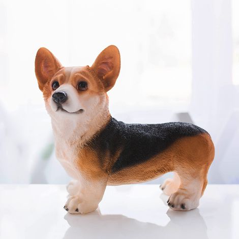 Bonita estatua de corgi de resina para decoración de interiores y jardines – Compacta, Negra (1/4)