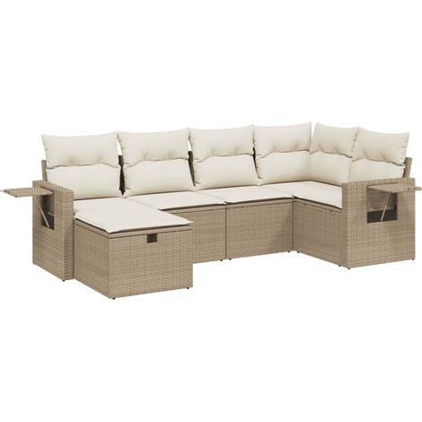 Set Divano da Giardino 6 pz con Cuscini Beige in Polyrattan vidaXL (1/4)