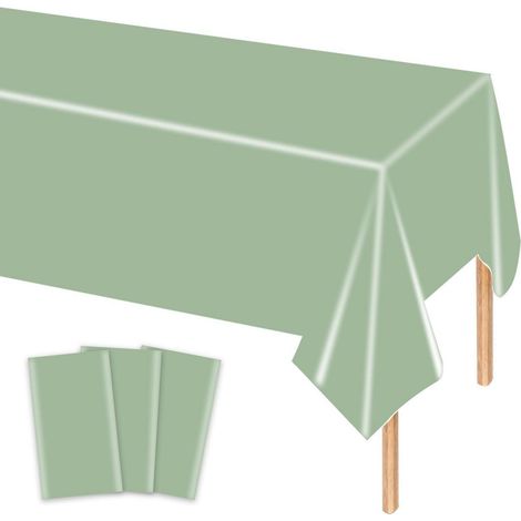 3er-Set Salbeigrüne Einweg-Tischdecken 137x274 cm für Partys & Feste
