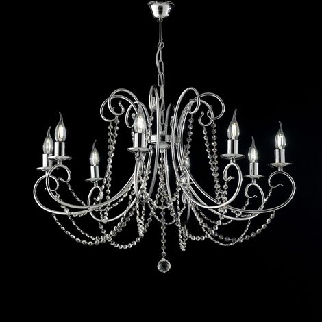 Magda Lustre En Fer Chromé 8 Lumières 118 D.74 Bl146-8-Cr