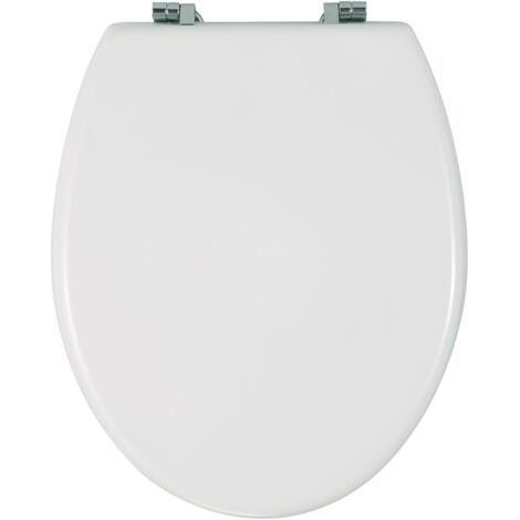 Abattant WC blanc Bali – MDF vernis multicouche – Fixation acier inox – Dimensions 35 x 42 cm – Résistant à l'humidité (1/5)