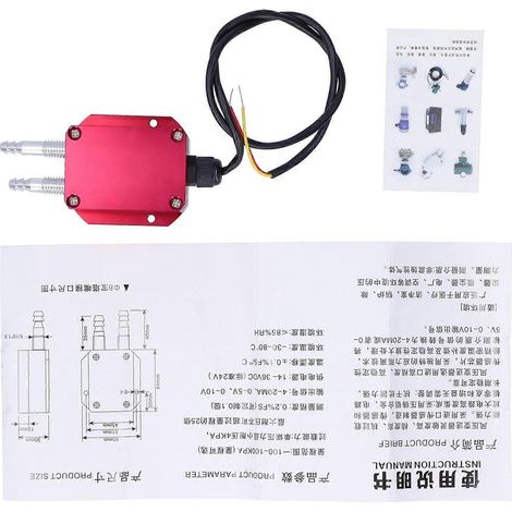 Winddrucktransmitter, roter Mikro-Differenzialsensor für Kessel und Kohlebergwerke, DC 24 V, 0–500 Pa