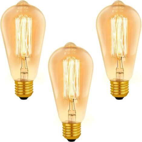 Ampoule E27 Vintage ST64 Dimmable 40W Blanc Chaud 2200K,400lm, AC 220V, Ampoule à Incandescence Rétro, E27 Filament Vintage Lampe pour Éclairage Décorative, lot de 3 (1/5)
