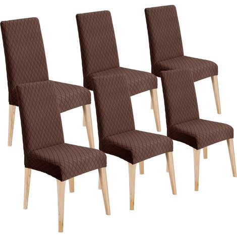 Stuhlhussen 6er Set Braun, Universal Esszimmerstuhlbezug, Waschbar, Elastisch (1/5)