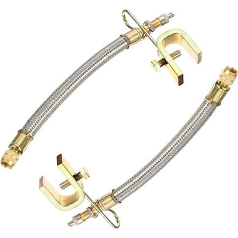 2 Pièces Extension Valve De Pneu, Rallonge De Valve pour Pneu Double, Rallonge Valve De Pneu Tressée Flexible en Acier Inoxydable, pour La Plupart des Voitures, Camions, Bus, Pneus Roue(180mm) (1/4)