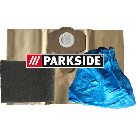 Jeu de 3 filtres pour aspirateur Parkside – 1 filtre humide, 1 filtre à sec, 1 sac indéchirable 20L – Compatible PNTS 1250/9, 1300 (1/2)