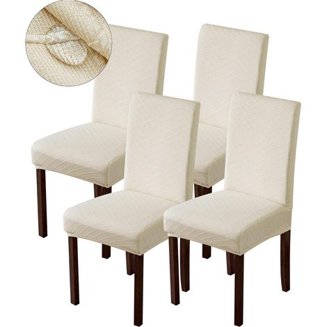 Housses de chaises imperméables Genina pour salle à manger, housses de chaises de cuisine, housse de chaise Parsons (beige, lot de 4) (1/5)