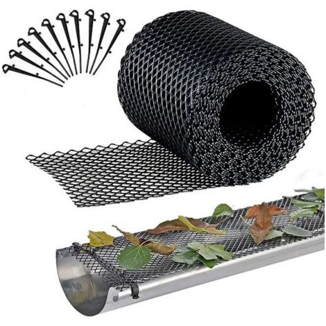 6 Meter Regenrinnenschutzrolle mit 10 Klemmen, Regenrinnenschutz-Kit für Haus, Carport (1/5)