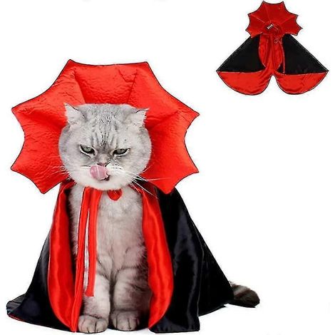 Cape Costume Halloween Pour Chat Et Chien Cape Pour Animal Rouge & Noir Costume Halloween Noël Déguisement Pour Petits Chiens Et Chats H (1/5)