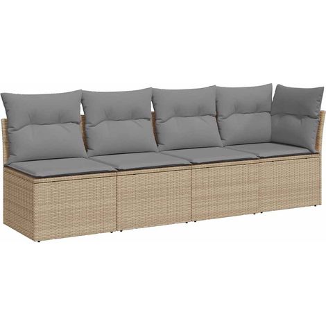 Maison Exclusive - Divano da Giardino con Cuscini a 4 Posti Beige in Polyrattan