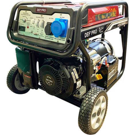 Defpro – Groupe électrogène essence 8500W – Démarrage électrique – Autonomie 12h50 – Moteur 4 temps OHV – Niveau sonore 97 dB(A) – 25L réservoir